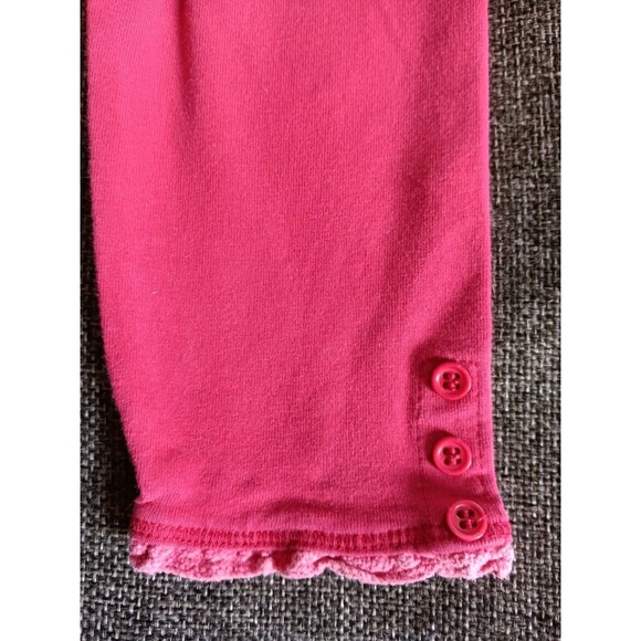 pants 18 To 24 Months girls Red Jersey Knit with Lace Trim And Buttons On Ankle - Picture 3 of 4